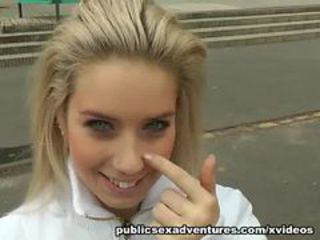 Blonde Cute Extreme Outdoor Public