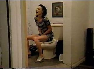 Brunette Insertion Masturbating MILF Solo Toilet