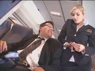 Cute stewardess give a public masturbation