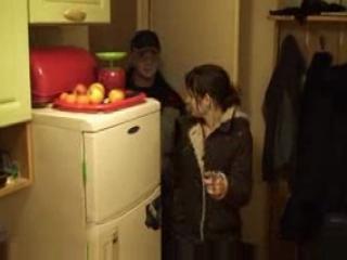 Brunette Familie Zelfgemaakt Keuken Russisch Tiener