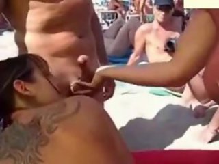 Beach Blowjob Nudist Public Tattoo