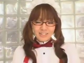 Asian Cute Drunk Glasses Maid Pigtail Teen