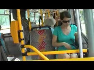 Brunette Bus Masturbating Teen Voyeur