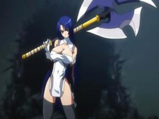 Hentai warrior girl fights monster