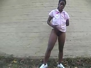 Amateur Dancing Ebony Outdoor Teen