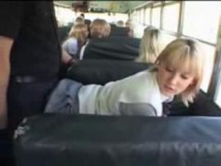 Blonde School Girl and Asian Guy in The Bus
