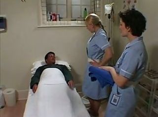 Three British Nurses Soap Up Coupled with Screw A Undesigned Guy