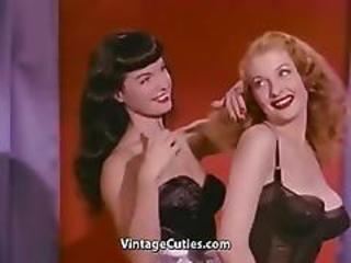 Babe Brunette Cute Lesbian Lingerie Vintage