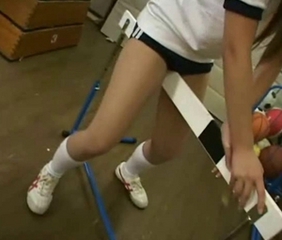 Japanese schoolgirl humping around the gym