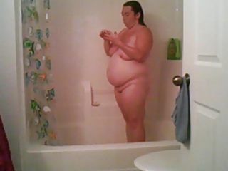 業餘 浴室 良好的超重婦女 自製的 媽媽 乳房下垂