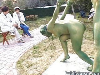Asian chick is a statue getting some lovemaking